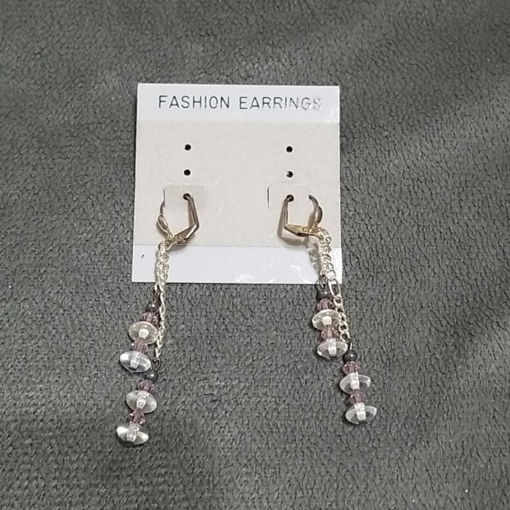 Silver Beaded Dangle Earrings